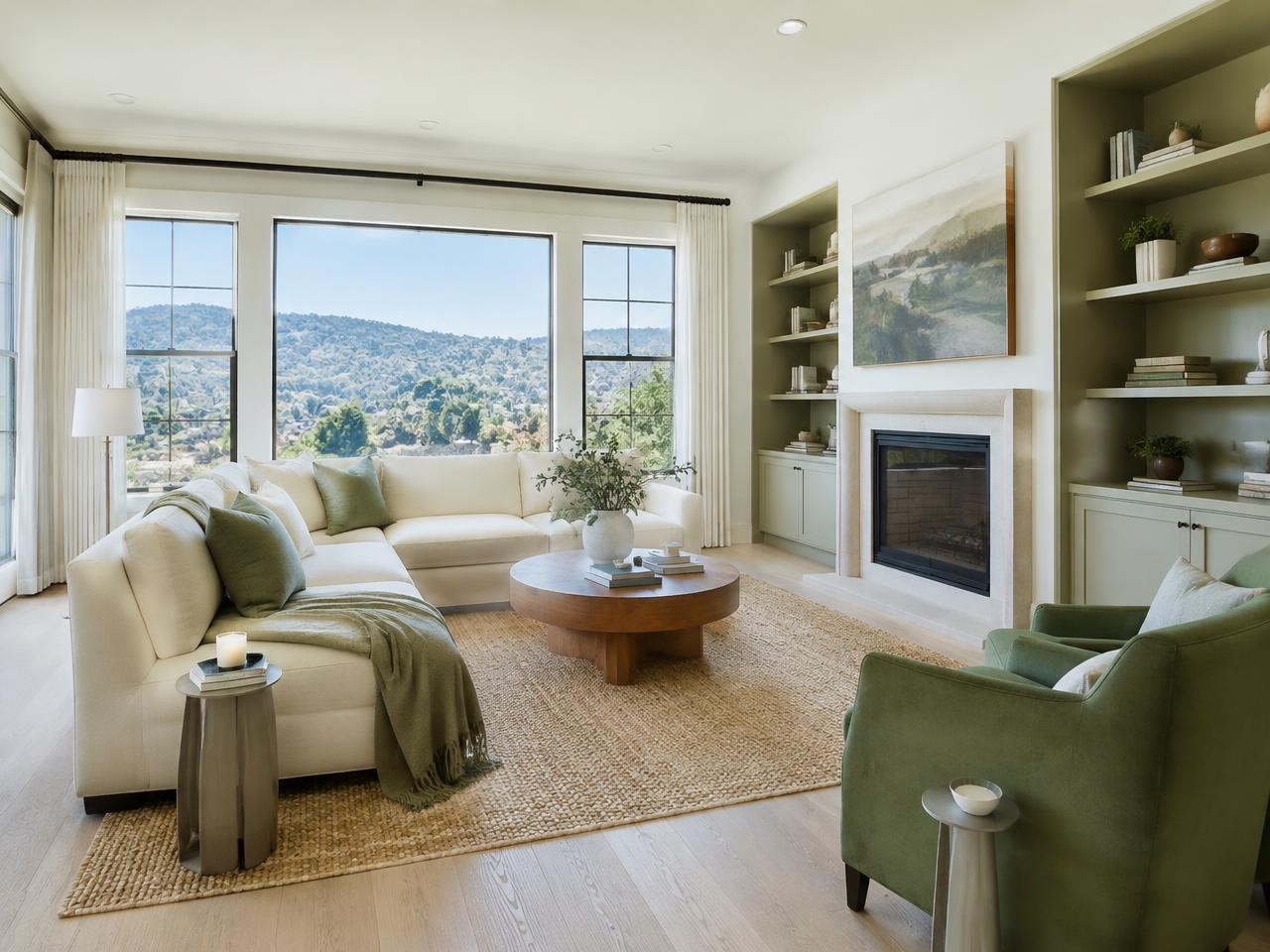 Staged living room in a Corona home prepared for sale